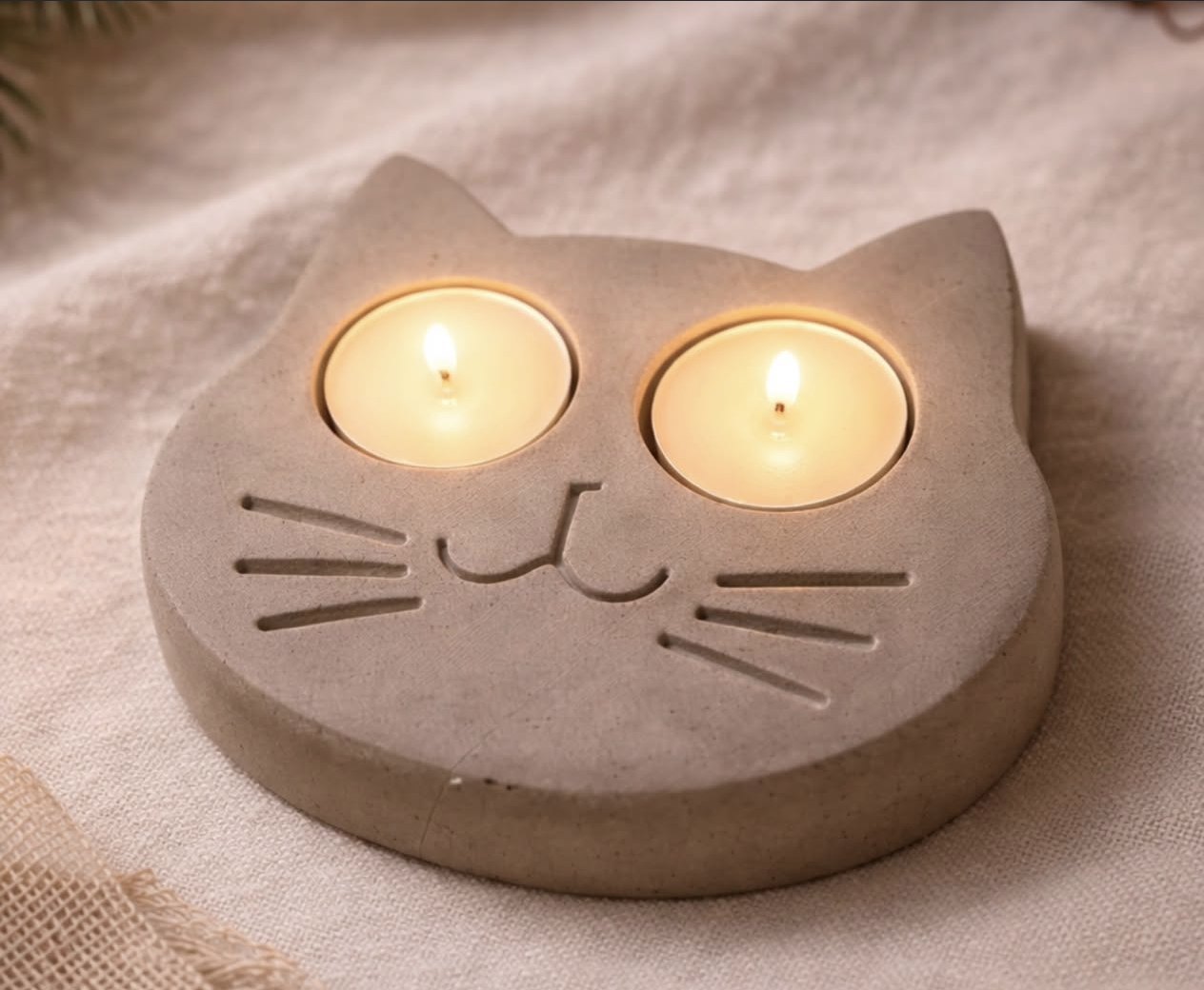 Kedi tealight mumluk